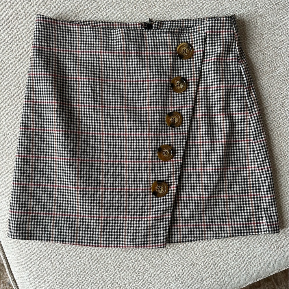 Forever 21 Black and White Mini Skirt with Red Accents